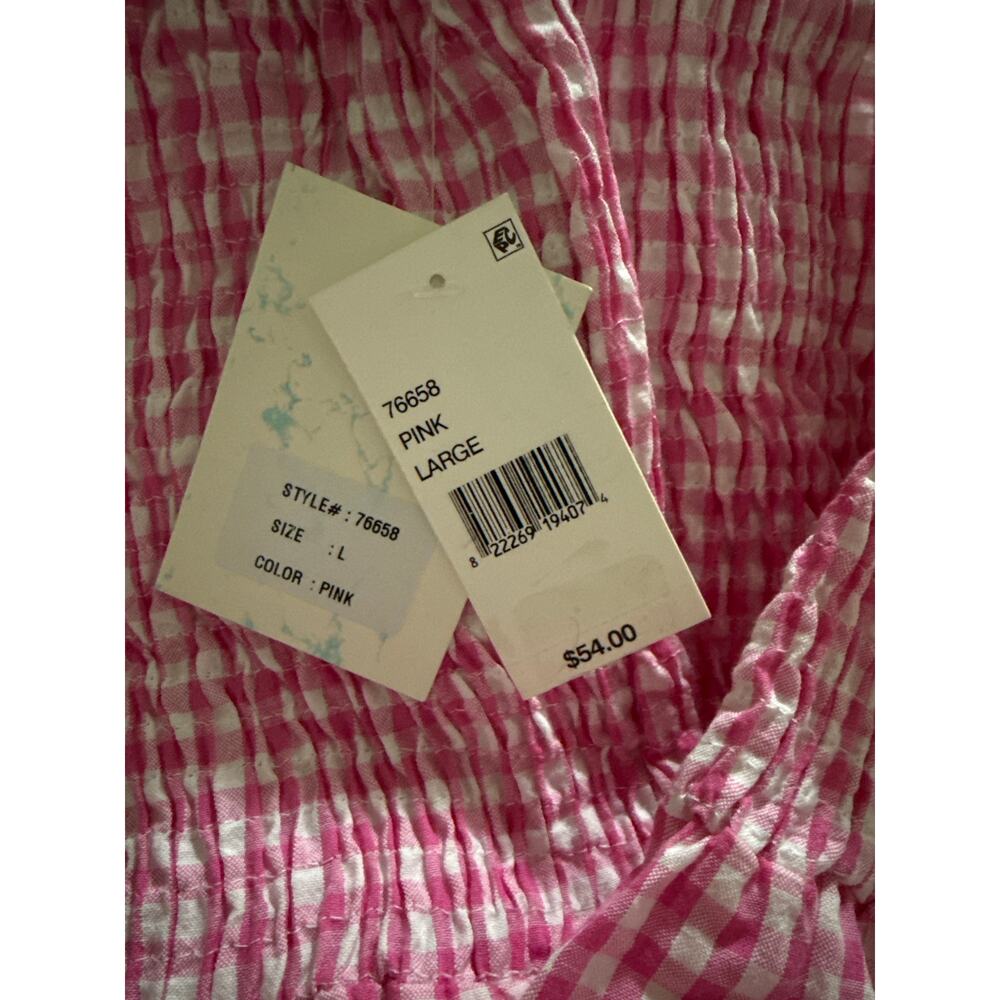 Raviya Pink Gingham Strapless Cover Up Maxi Dress L NWT - Picture 6 of 7